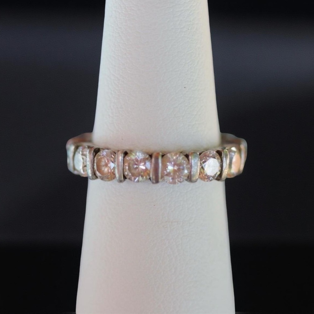 925 Sterling Silver Women's Band Ring w/ Stones / Crystals